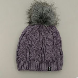 NWOT North Face Purple Pom Beanie